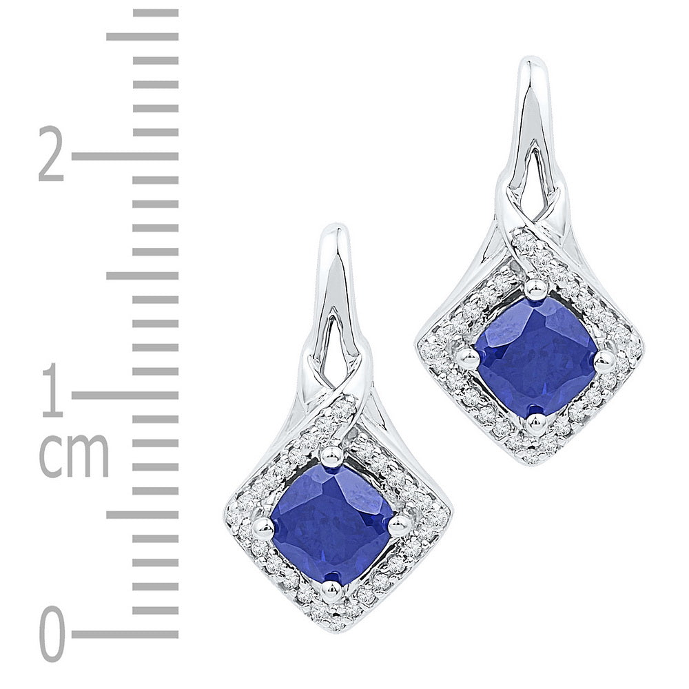 10Kt White Gold 1/6Ctw-Dia 2 Ct-Lbs Synthetic Gemstone Earring