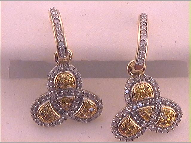 10Kt Yellow Gold 1/2Ctw-Dia Gift Yellow Dangling Micro-Pave  Earring