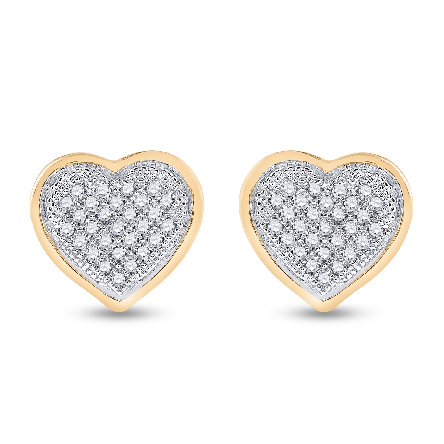 10Kt Yellow Gold Womens Round Diamond Heart Cluster Earrings 1/6 Cttw (2.06 grams)