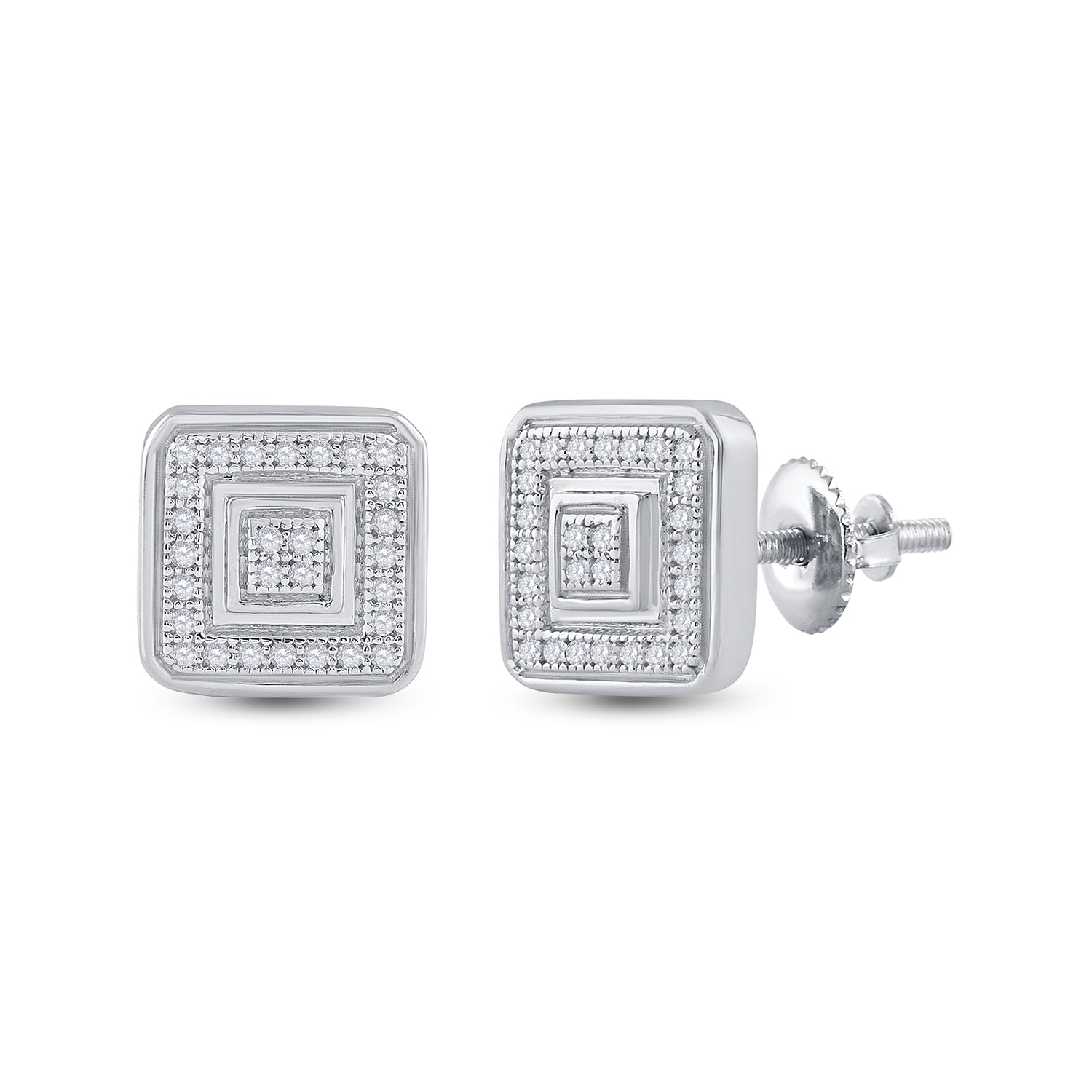 10Kt White Gold 1/6Ctw-Dia Micro-Pave Earrings (1.96 grams)