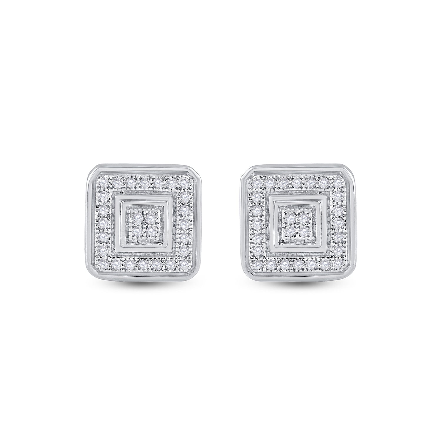 10Kt White Gold 1/6Ctw-Dia Micro-Pave Earrings (1.96 grams)