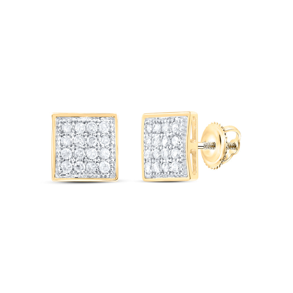 10Kt Yellow Gold 1/10Ct-Dia Micro-Pave Square Earrings (0.39 grams)