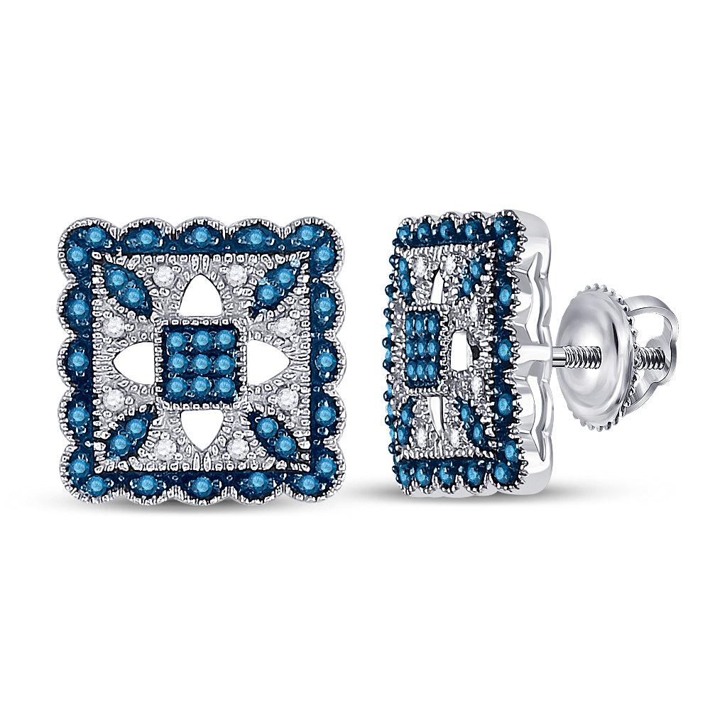 10Kt White Gold 1/5Ct-Dia Fashion Blue Earring (2.55 grams)