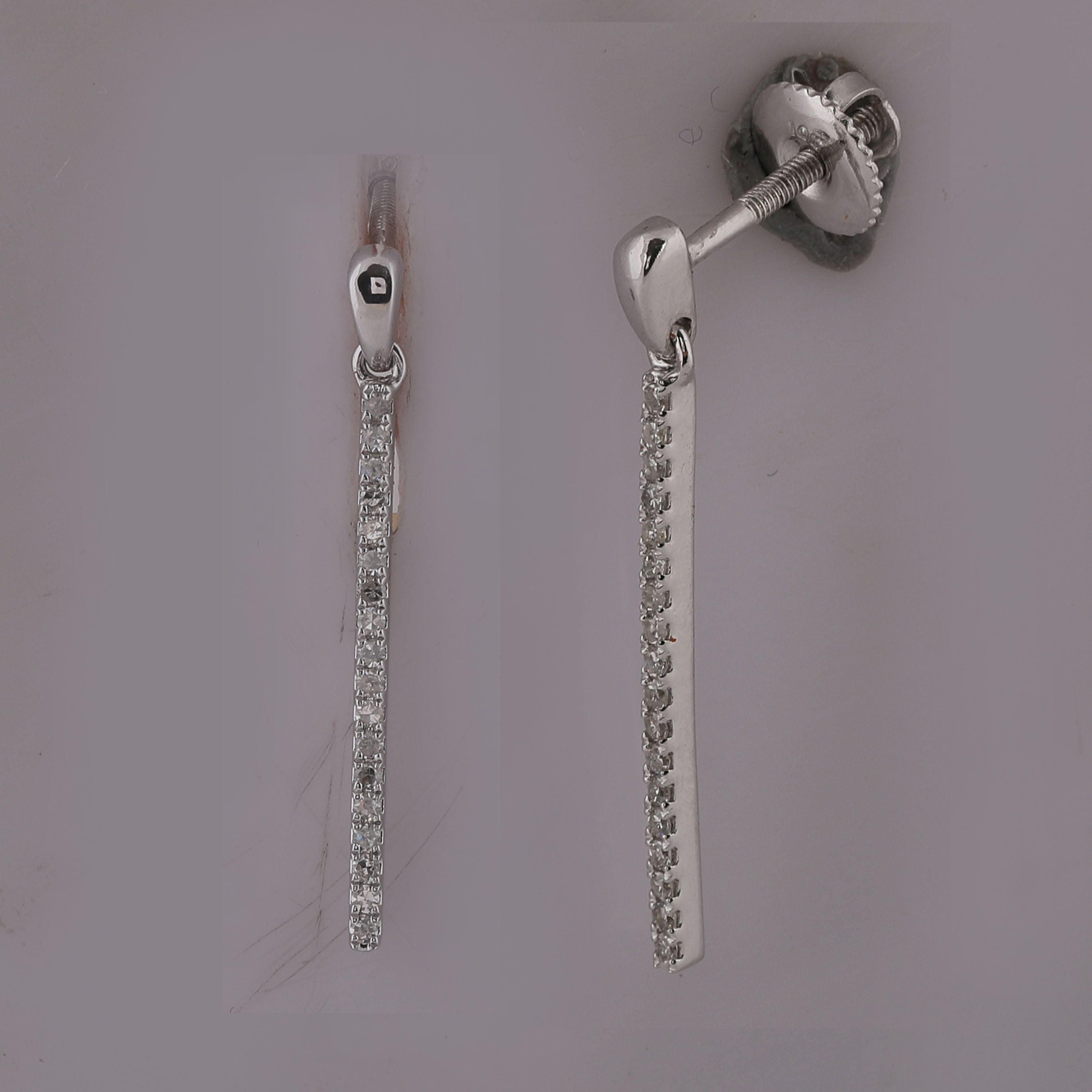 10Kt White Gold 1/5Ctw-Dia Cn Gift Dangling Earring (1.33 grams)