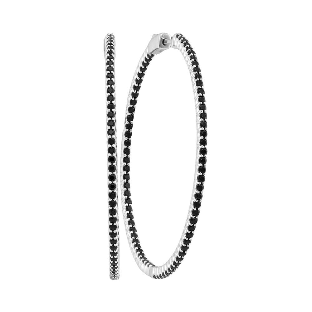 14Kt White Gold 4 1/3Ctw-Diamond Black Diamond Hoops (12.07 grams)