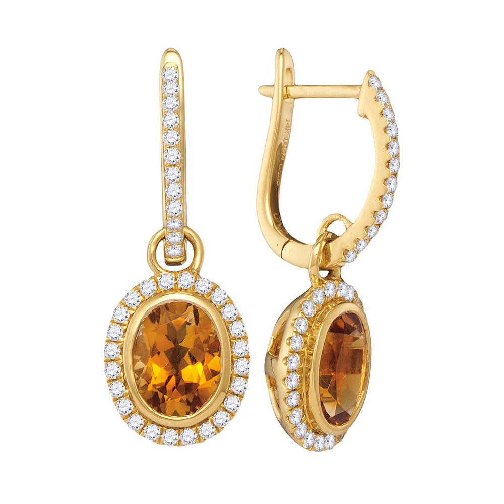 14Kt Yellow Gold 3/8Ctw-Dia 1 (Min)Ct Citrine Natural Gem Dangling Earring (3.59 grams)