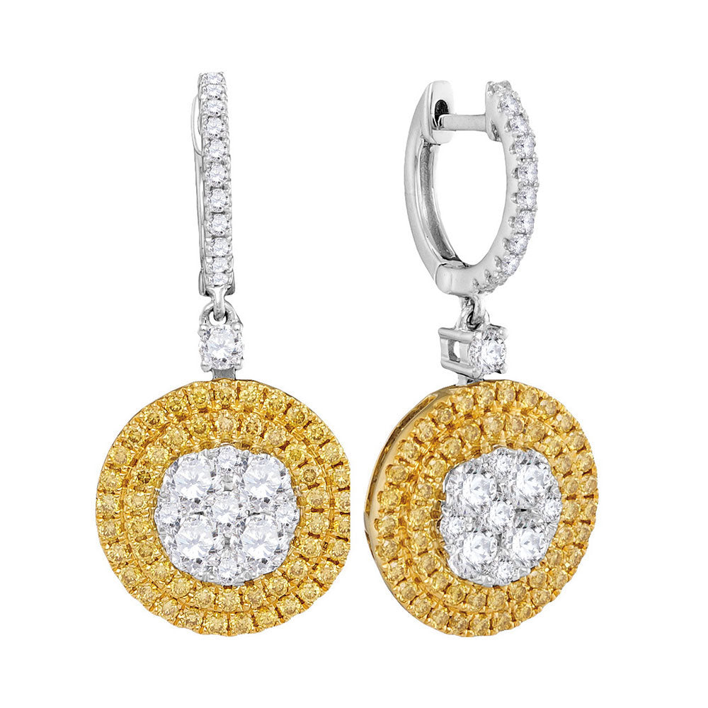 18Kt White Gold 2  1/3Ctw-Dia Gift Yellow Diamond Earrings (7.21 grams)