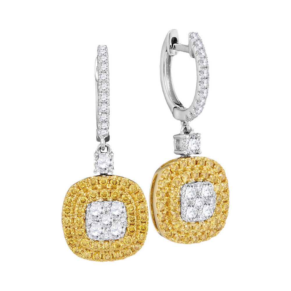 18Kt White Gold 1 3/8Ctw-Dia Gift Yellow  Diamond Earring (5.16 grams)