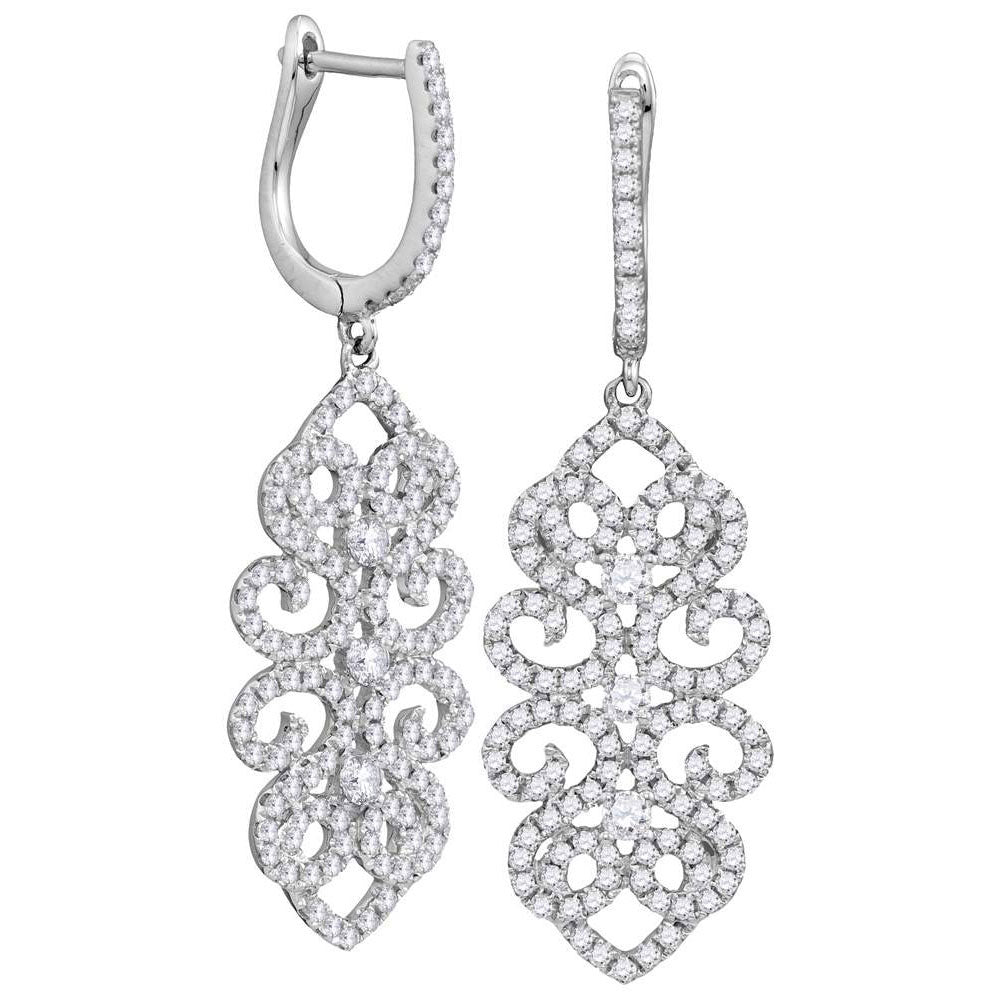 18Kt White Gold 1/4Ctw-Dia 1 1/5Ct-Scut Gift Dangling Earrings (6.07 grams)