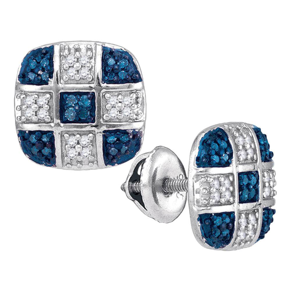 10Kt White Gold 1/4Ctw-Dia Blue Micro-Pave Earring (2.59 grams)