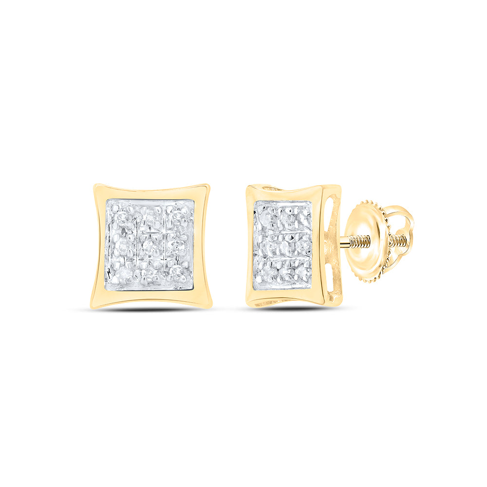 Gold Kite Cluster Earrings 1/20 Cttw Round Natural Diamond Womens (0.69 grams)