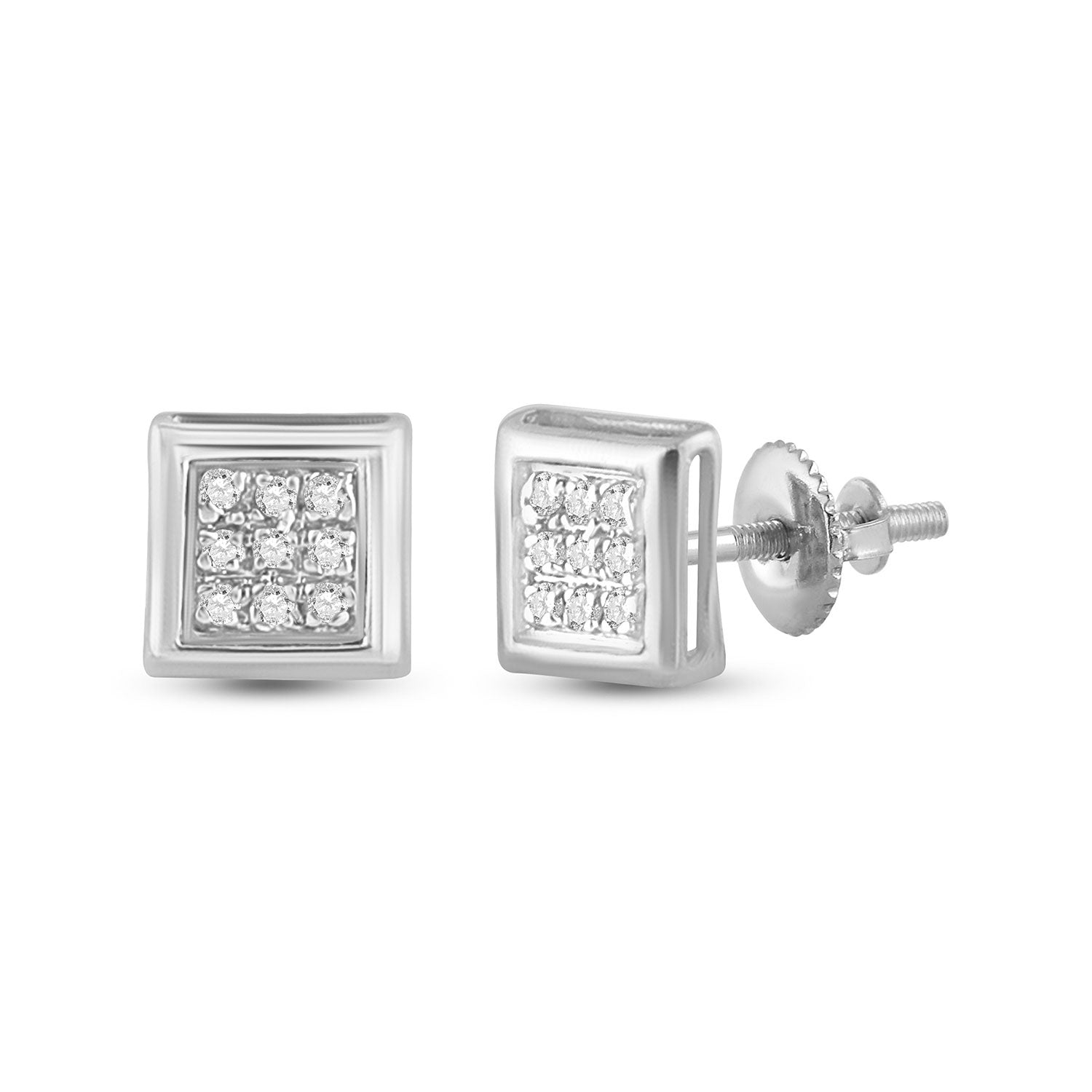 10Kt White Gold 1/20Ct-Dia Micro-Pave Earrings