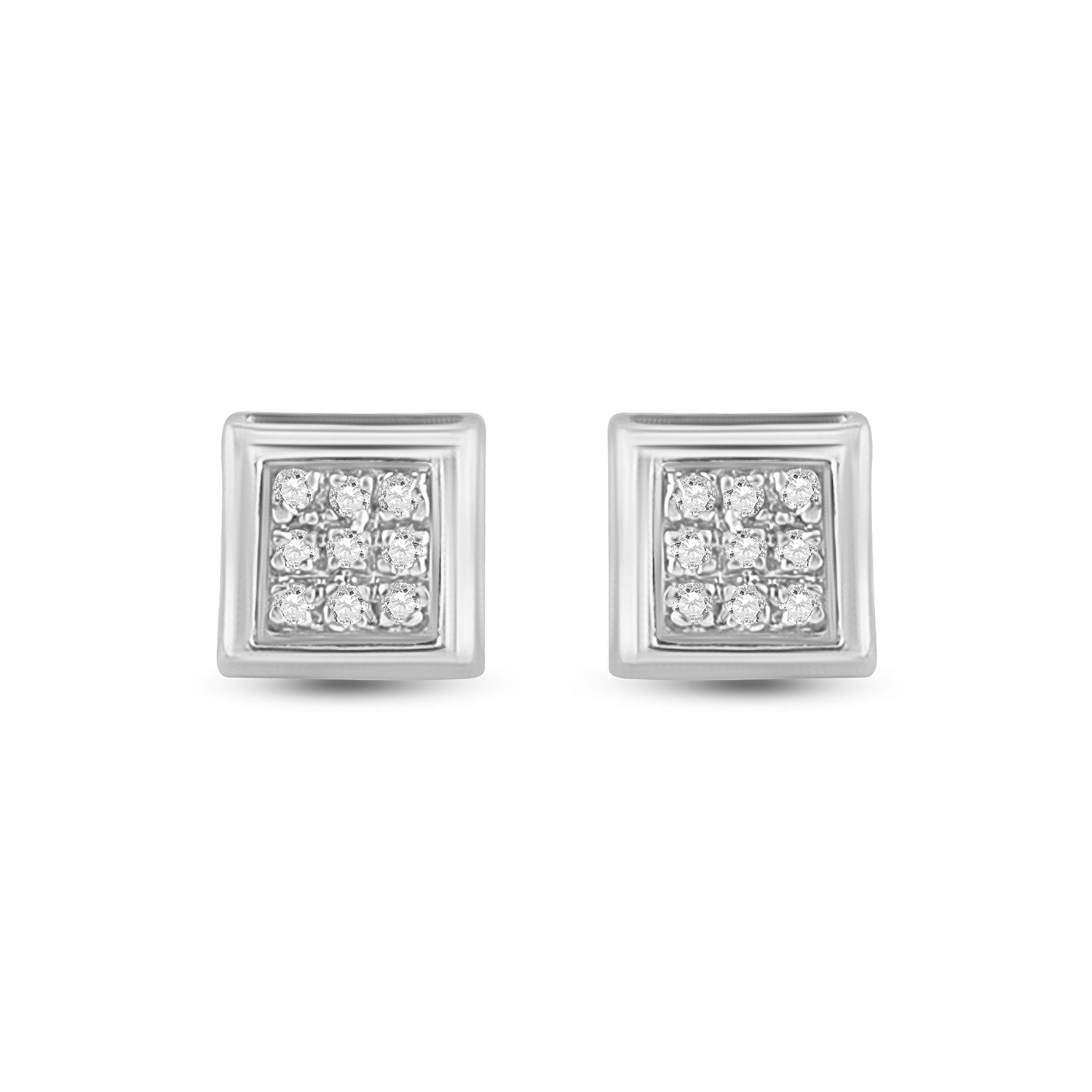 10Kt White Gold 1/20Ct-Dia Micro-Pave Earrings