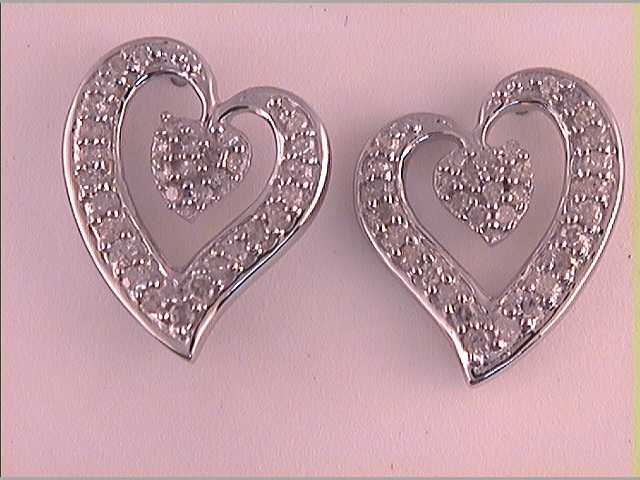 10Kt White Gold 1/3Ctw-Dia  Gift Heart Earring (2.29 grams)