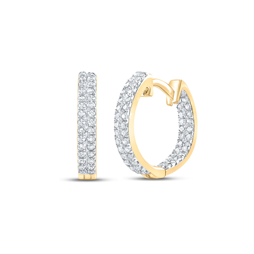 10Kt Yellow Gold Womens Round Diamond Hoop Earrings 1/5 Cttw (1.18 grams)