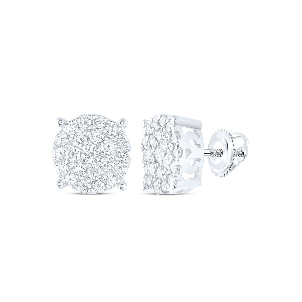 10Kt White Gold 1 1/2Ctw Dia Cindy Round Earing (3.43 grams)