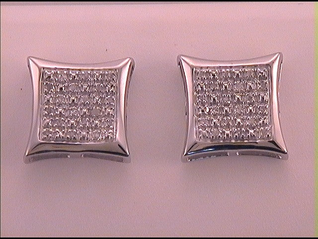 10Kt White Gold 1/12Ct-Dia Micro-Pave Square Earring (2.34 grams)