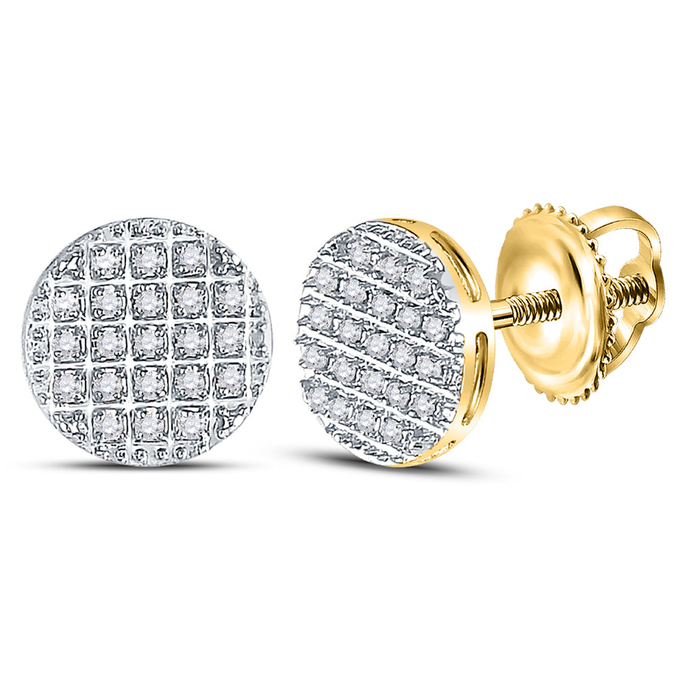 Gold Circle Cluster Earrings 1/6 Cttw Round Natural Diamond Mens (1.21 grams)