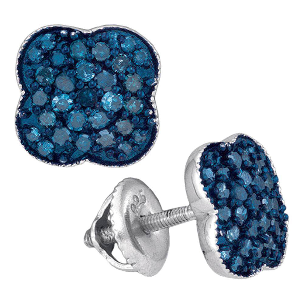 10Kt White Gold 1/2Ctw-Dia Blue Micro-Pave Earring (1.82 grams)