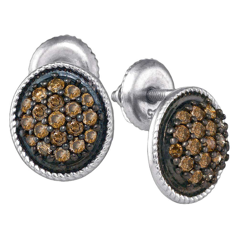 10Kt White Gold 1/2Ctw-Dia Brown  Earring (1.79 grams)