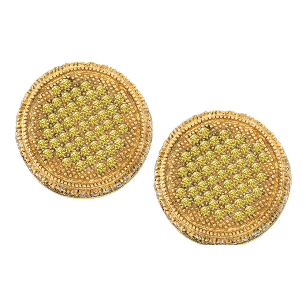 10Kt Yellow Gold 3/4Ctw-Dia Micro-Pave Mens Earrings (3.71 grams)