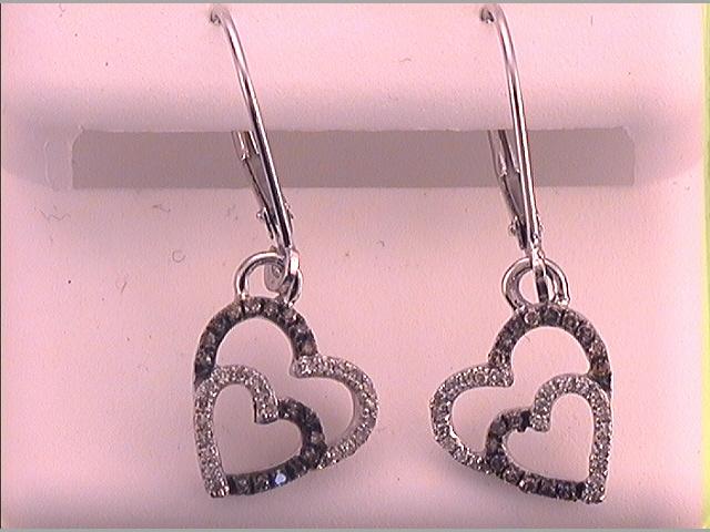 10Kt White Gold 1/5Ctw-Dia Natural Brown Heart Earring