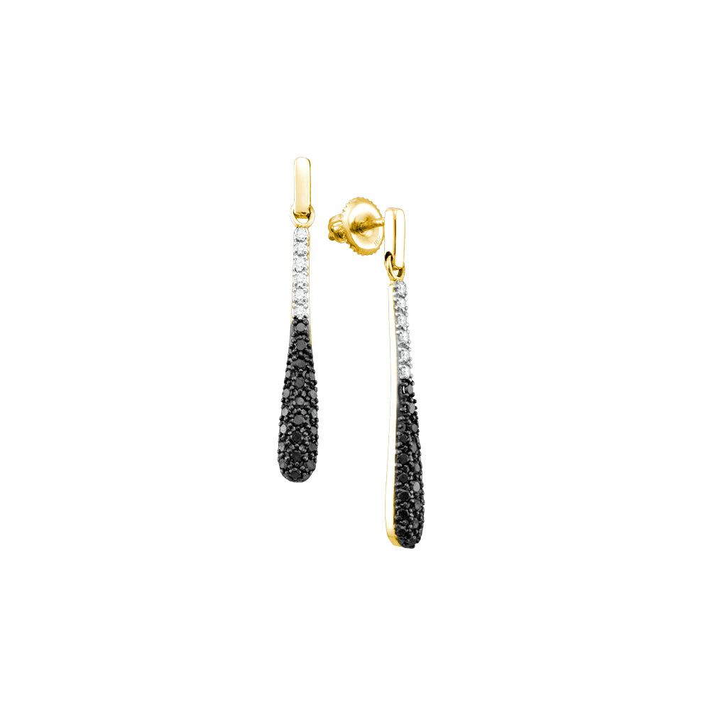 10Kt Gold 3/4Ctw-Dia Black Diamond Dangling Earring