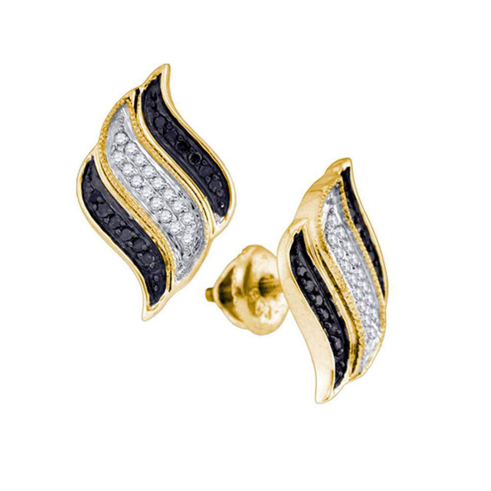 10Kt Yellow Gold 1/4Ctw-Dia Fashion Black Earring (2.21 grams)