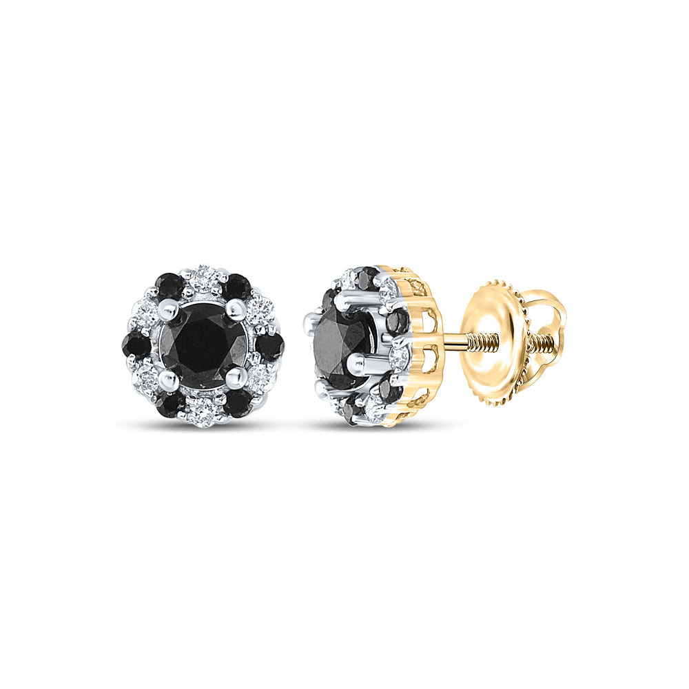 10Kt Yellow Gold 1 Ctw-Dia Black Diamond Earrings (1.74 grams)