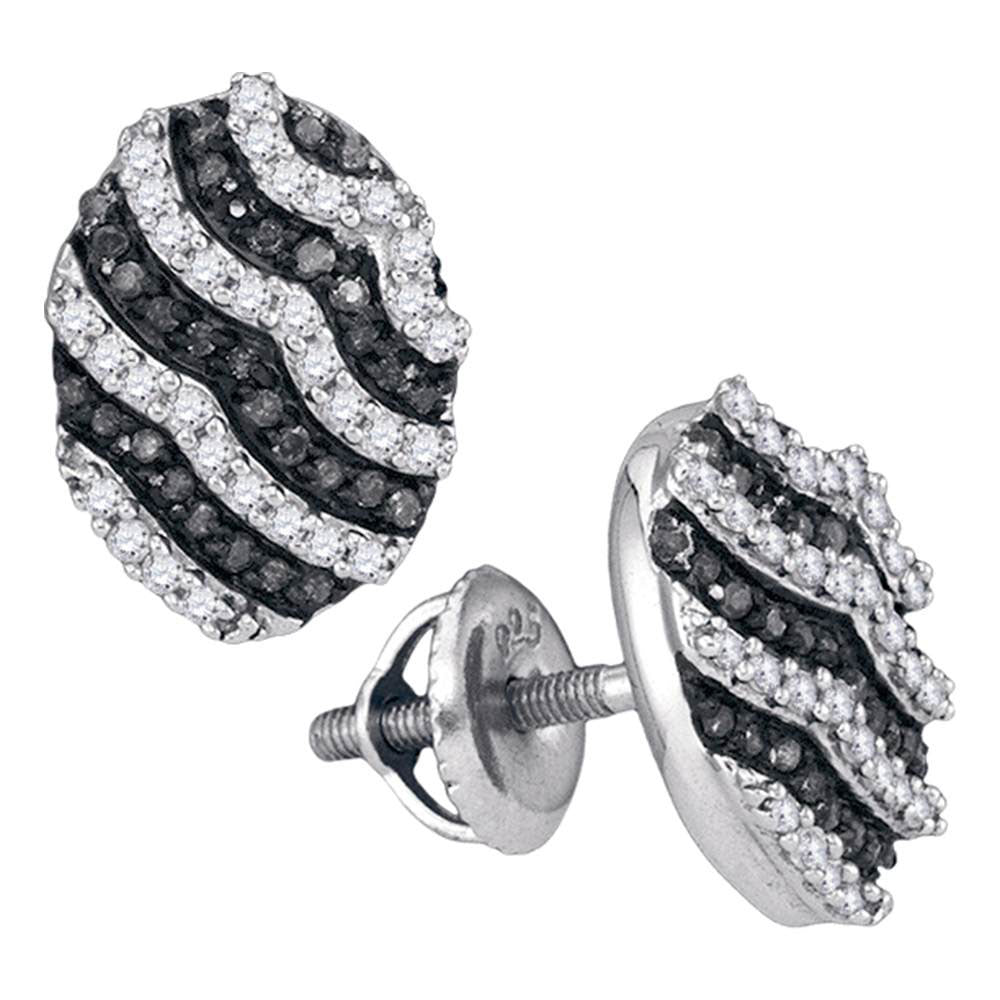 10Kt White Gold 1/2Ctw-Dia Black Diamond Earring (2.26 grams)