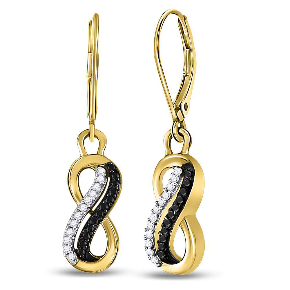 10Kt Yellow Gold 1/5Ctw-Dia Infinity Black Earring (2.71 grams)