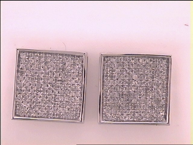 10Kt White Gold 3/4Ct-Dia Micro-Pave Earrings (2.35 grams)