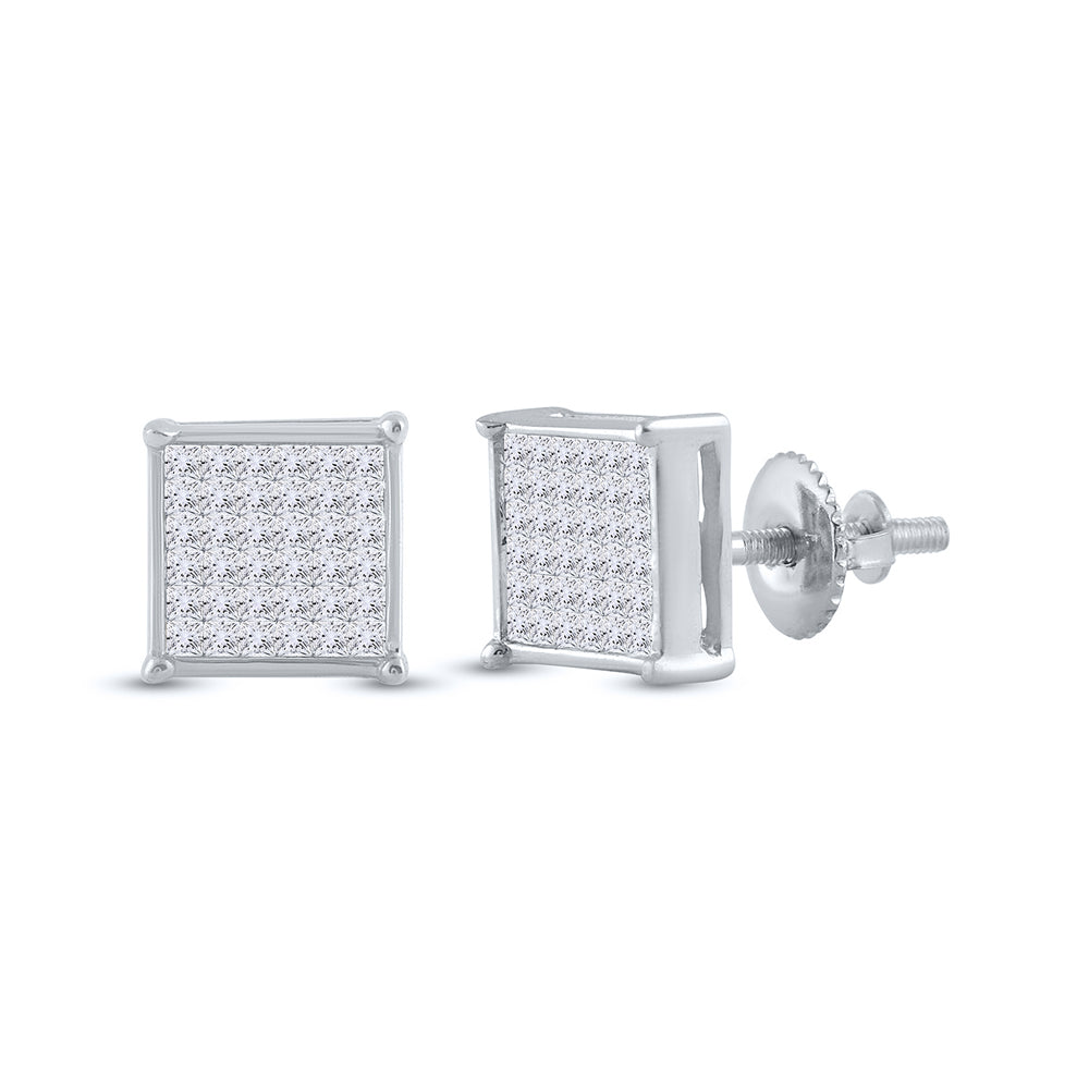 14Kt White Gold 1/2Ct-Dia P1 Gift Invisible Square Earrings (1.97 grams)