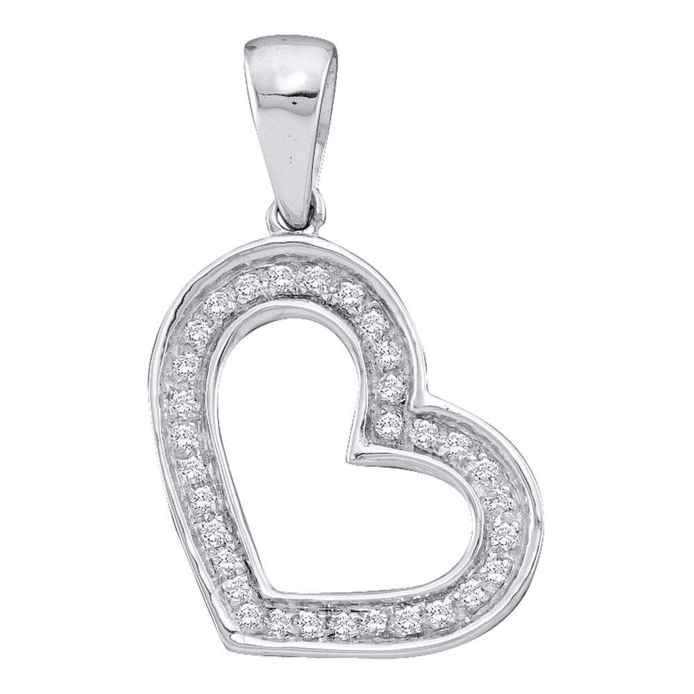 14Kt White Gold 1/10Ctw-Dia Heart Pendant (0.95 grams)