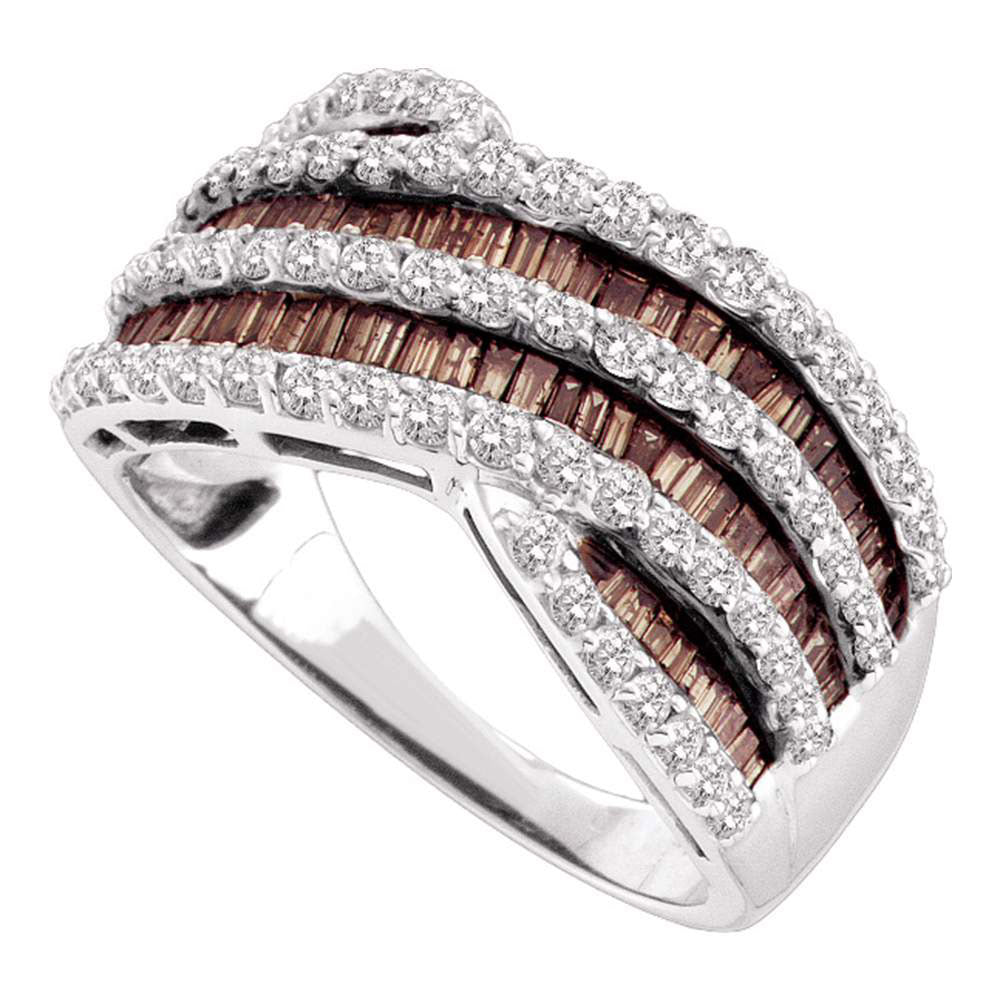 14Kt White Gold 1 1/2Ctw Diamond Brown  Band (5.38 grams)