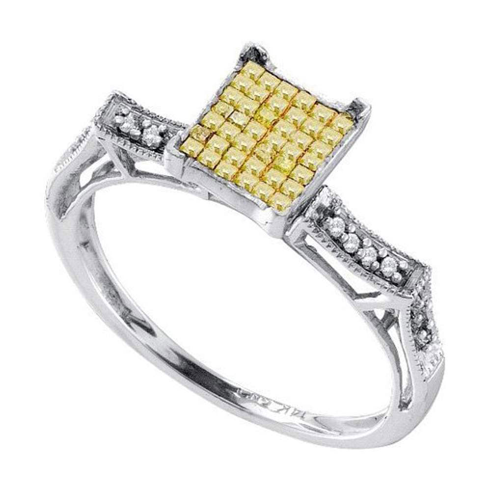 14Kt White Gold 1/3Ctw-Dia Invisible Gift Yellow Diamond  Ring (2.07 grams)