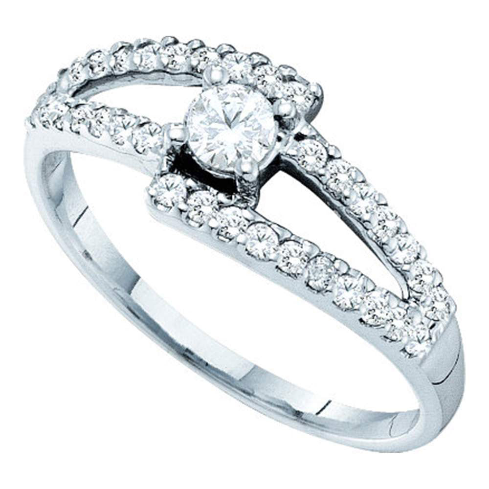 14Kt White Gold 1/2Ct-Dia Rd-Center Bridal Ring (2.09 grams)