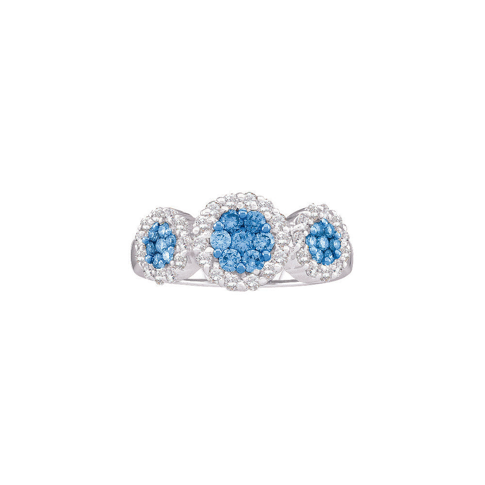 1 Ctw-Dia Blue Flower Ring (4.8 grams)