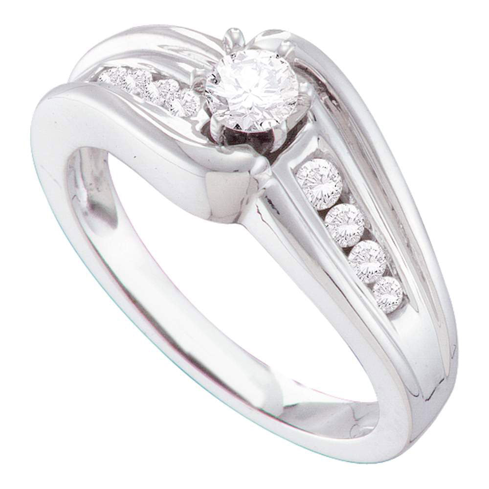 14Kt White Gold 3/8Ct-Dia Ana M 1/5Ct-Crd No Halo Engagement Ring (3.89 grams)