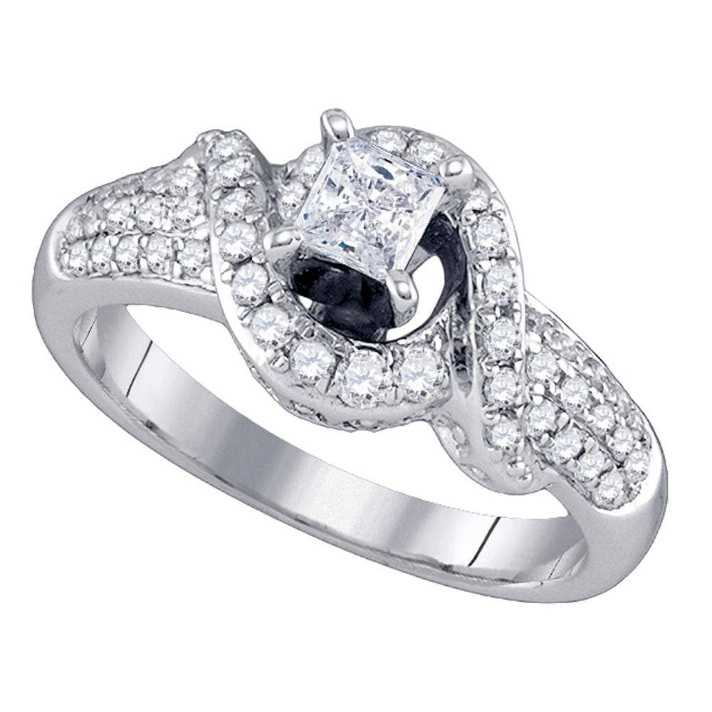 14Kt White Gold 7/8Ct-Dia Ana M 1/3Ct-Cpr No Halo Engagement Ring (5.08 grams)