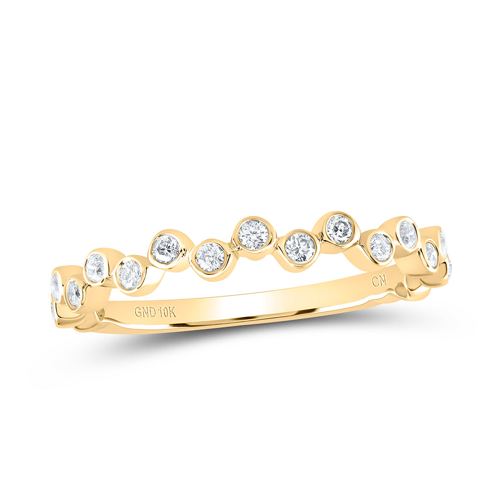 Gold Stackable Band Ring 1/4 Cttw Round Natural Diamond Womens (1.46 grams)