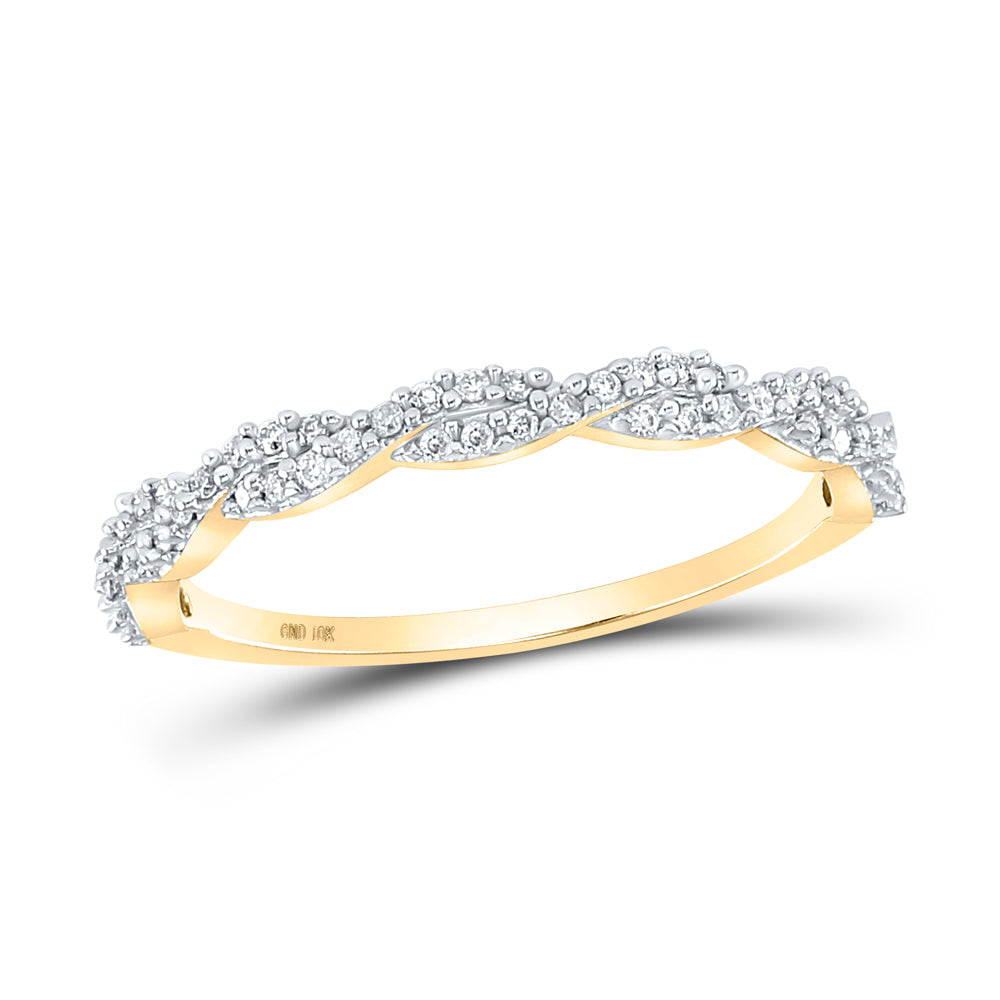 Gold Twist Stackable Band Ring 1/6 Cttw Round Natural Diamond Womens (1.14 grams)