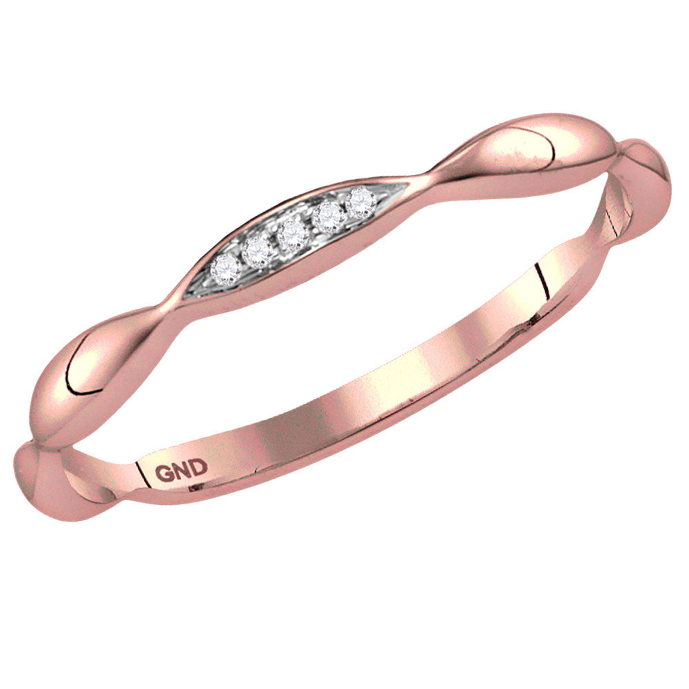 Gold Contour Stackable Band Ring .02 Cttw Round Natural Diamond Womens (1.28 grams)