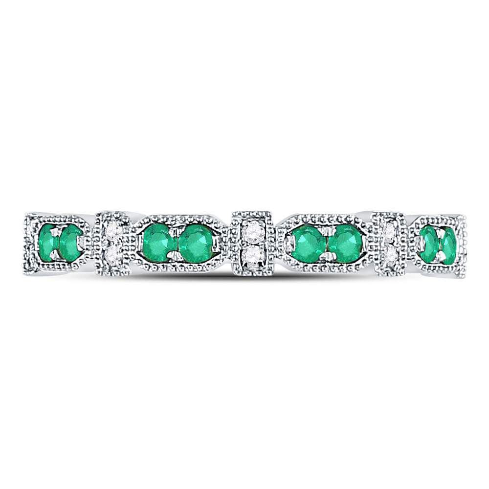 1/20Ctw-Dia 1/6Ct-Emerald Gemstone Stackable Band (2.07 grams)