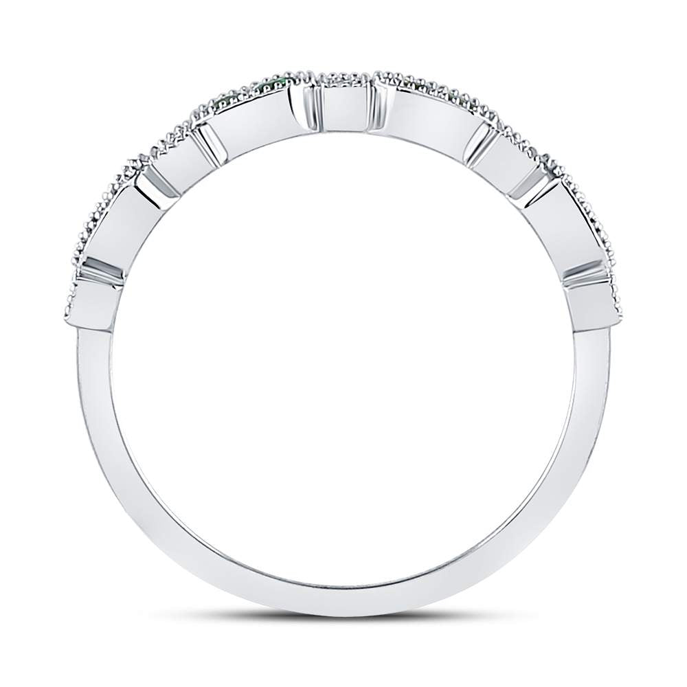 1/20Ctw-Dia 1/6Ct-Emerald Gemstone Stackable Band (2.07 grams)