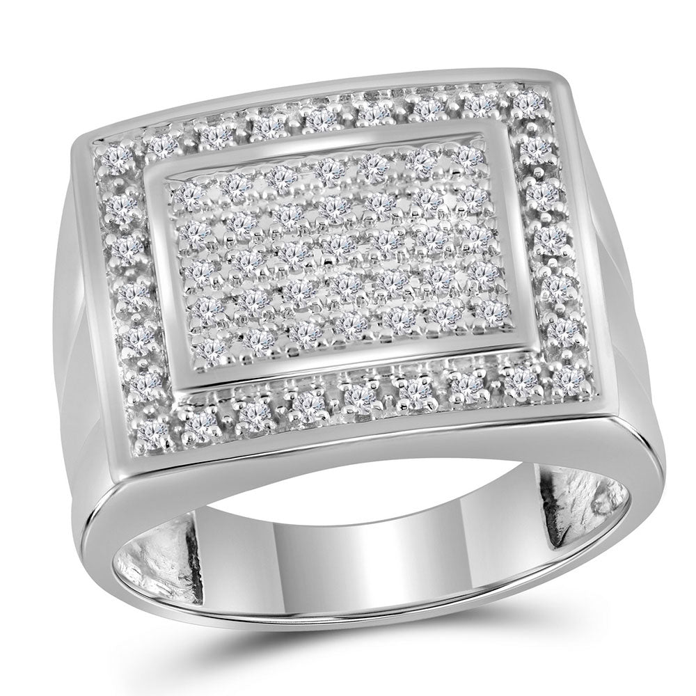 10Kt White Gold 1/2Ct-Dia Gift Cluster Mens Ring