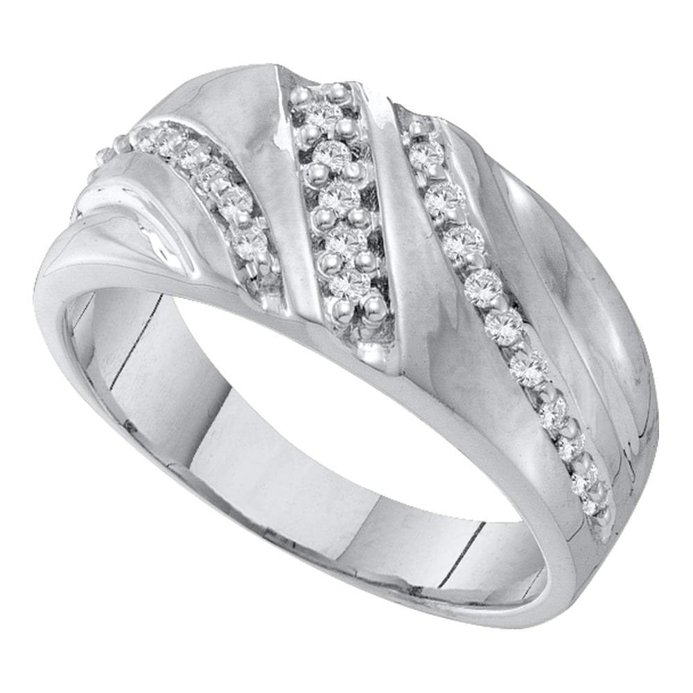 10Kt White Gold 1/4Ct Diamond Gift  Mens Band (4.01 grams)