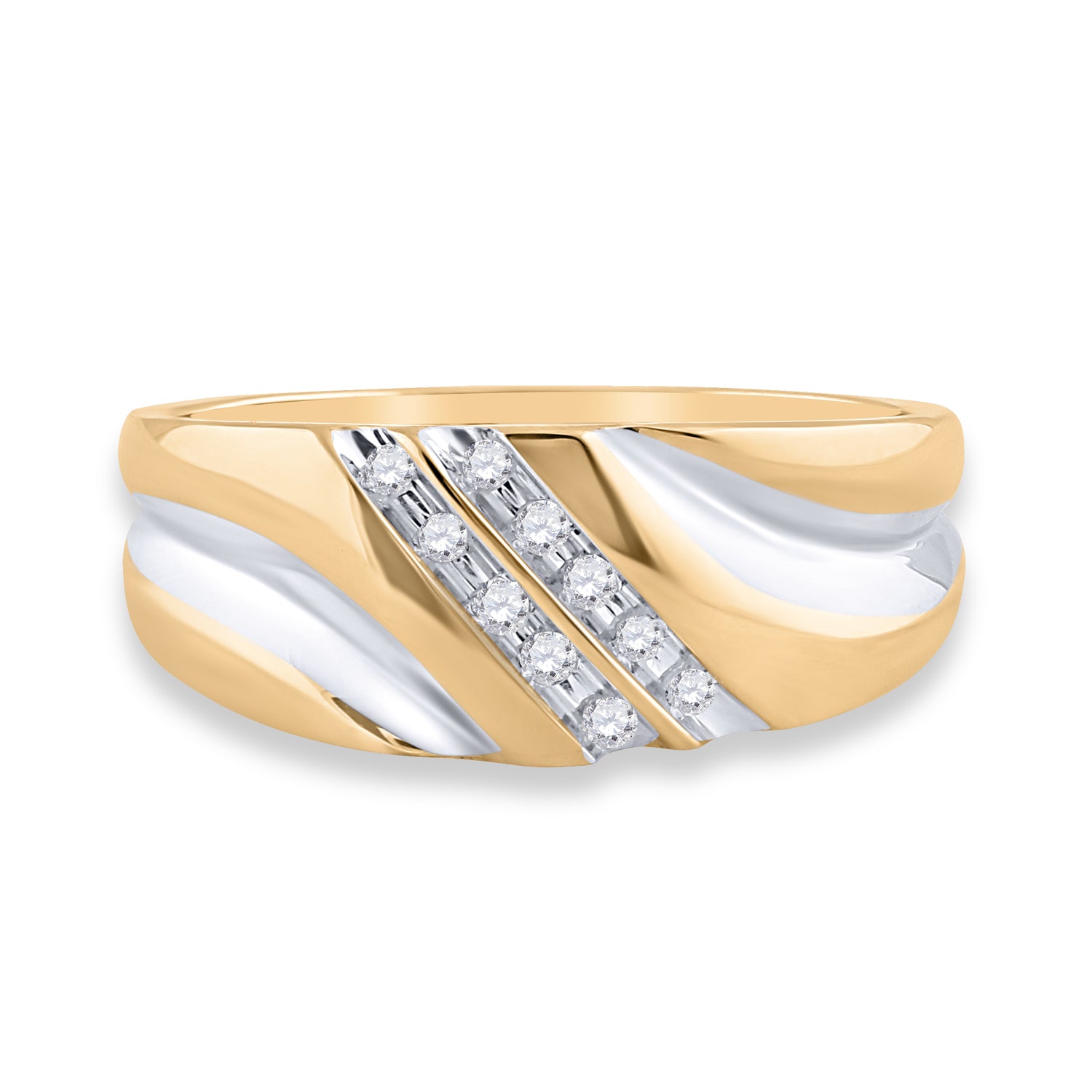 14Kt Yellow Gold 1/8Ct Diamond Gift Mens Band (3.19 grams)