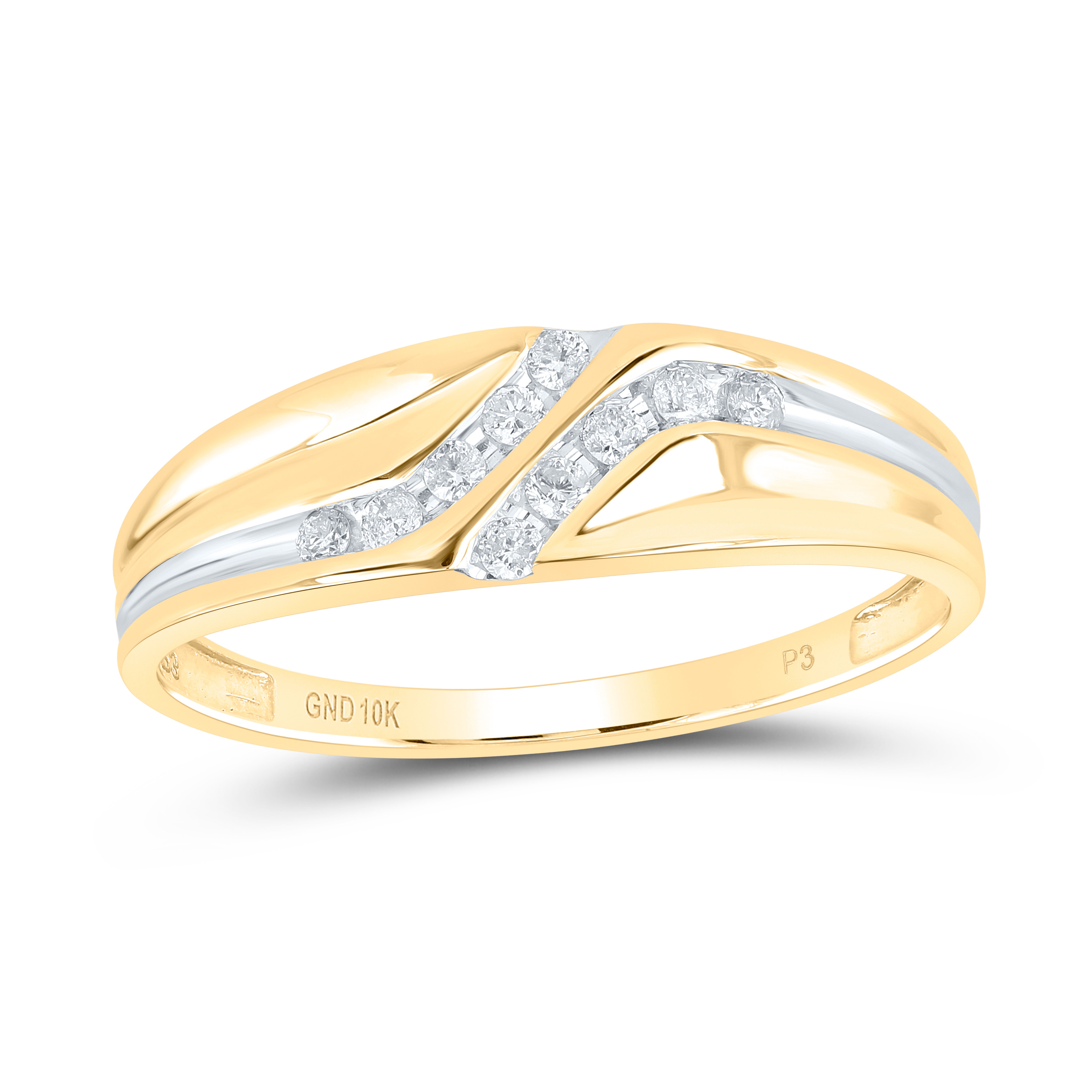 Gold Band Wedding Ring 1/8 Cttw Round Natural Diamond Mens (1.95 grams)