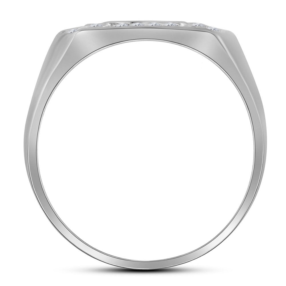 10Kt White Gold 1/3Ct-Dia P1 Micro-Pave Mens Ring (3.78 grams)